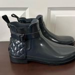 Hunter Slate Grey Refined Gloss Quilt Chelsea Rain Booties Size 10 Photo 0