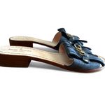 Kate Spade blue fringe Denim leather sandals with gold hardware Size 7.5M Photo 1