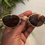 90s Y2K Retro Preppy Academia Gold Brown oval round metal sunglasses indie boho whimsy hippie festival Unisex Photo 3