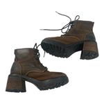 Skechers 7.5 Women's Brown Leather healed vintage y2k Ankle Boots chunky Photo 3