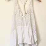 Hollister Lace Twist Back Tank Solid White Crochet Cotton Boho Top JUNIORS XS Photo 1