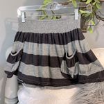 Miley Cyrus Circle Skirt Gray Stripe Smock Waist  XS Womens Mini Knit Flirty Photo 1