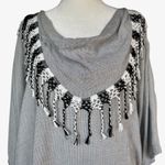 John Mark  Black and White Fringe Blouse Top Sz XL Photo 2