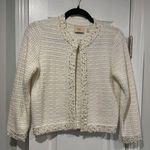 Elie Tahari NWT  Size S Cream Knit Embellished Textured Cardigan Beaded Pearls Photo 0