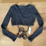 Joah Brown  - Ribbed Wrap Around Long Sleeve Top in Gray Photo 0