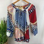 Anthropologie Multi Print Boho Peasant 3/4 Length Sleeve Top By Fig & Flower L Photo 4