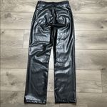 Abercrombie & Fitch  90’s Straight Ultra High Rise Black Leather Pants 26 Short Photo 9