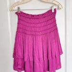 Current Air • Satin Layered Mini Skirt tiered ruffle Fuchsia Berry pink smocked Photo 6