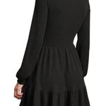 Hotwy Women’s Tunic Dress Sz XL black Crew Neck Long Sleeve Casual Waffle Knit Photo 1
