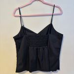 Elizabeth and James  V Neck Gathered Peplum Cami Tank Top Adjustable Black XL Photo 3