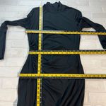 Intermix Maxi Dress Womens Large Black Gathered Wool Blend Long Sleeve High Neck Photo 2