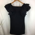 Vivienne Tam  Ruffle Shoulder Short Sleeve Tee Shirt Top S Photo 2