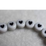 Source Unknown Quirky White/Black Heart Casual Unisex 6" Stretch Bracelet Photo 1