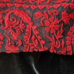 Sundance Enchantress Black Velvet Red Embroidered Lace Overlay Top Size M Photo 7