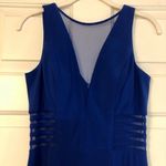 Morgan & Co. Blue Maxi Plunging V neck, Side Mesh Cutouts A Photo 3