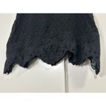 Everleigh Black Swiss Dot Eyelet Lace Hem‎ Tank Top Medium Scalloped Hem Photo 2