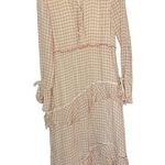 DEREK LAM 10 Crosby Cream Red Tiered Windowpane Asymmetrical Ruffle Dress Size 8 Photo 2