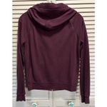 VS PINK Zip Up Sweatshirt Size Small Long Sleeve Logo Lightweight Burgundy/Wh Red Photo 3