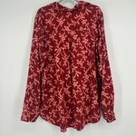 Knox Rose  Boho Button Up Shirt Burgundy Abstract Floral High Low Hem Size XXL Photo 5
