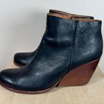 Kork-Ease  Women’s Black Leather Chandra Wedge Ankle Booties Stacked Heel 9.5M Photo 4