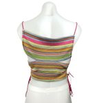 Princess Polly  Women's Multicolor Rainbow Striped Lace Up Sutton Crop Top Size 6 Photo 3