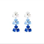 Blue/white Gradient Alloy Flower Design with imitation rhinestone Decor Earrings Blue Photo 6