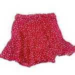 ZARA High Waisted Floral Skort with Matching Belt Red White Size XSmall Photo 1