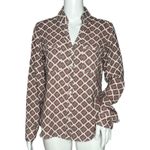 EXPRESS Shirt Womens XS White Red Geometric Portofino Office Casual Versatile Photo 0