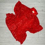 Fantastic Fawn  oversized red sequin ruffle detail shirt / blouse boho glam med Photo 3