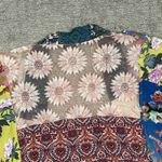 Vincente Cardigan Womens Medium Patchwork Kimono Bohemian Floral Embroidered Blue Photo 6