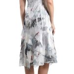 Komarov Floral Charmeuse & Chiffon Tiered Ruffle Dress Size M Photo 9