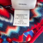 Lands' End Heritage Fleece Pullover Red Navy Chevron Fairisle Size XL 18 EUC Photo 9