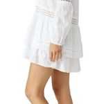 N/Nicholas Cotton White Eyelet Long Sleeve Mini Tiered Dress Size 6 Photo 1
