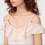 Club Monaco  Asmund Stripe Ruffle Tank Top Size S Blush Pink White Square Neck Photo 2