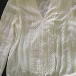 Lulus  embroidered v-neck long sleeve 100% rayon blouse with lace accents, size S Photo 0