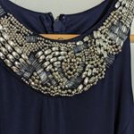 Lulus  Pledging My Love Navy Blue Beaded Maxi Dress Womens Large Formal Gown Zip Photo 4