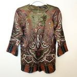 Etro Silk Wool Paisley Floral Top Size Small 46 Made in Italy Blouse Green Photo 0