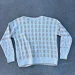 Lucky Brand  Cream Gold Star Snowflake Crew Neck Pullover Sweater Large Photo 7