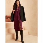 Banana Republic ‎ Satin Shirt Dress Long Sleeve Midi Burgundy XS Photo 3