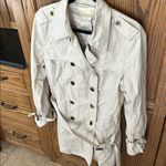 Banana Republic  Trench Coat Cream‎ Belted Tortoise Shell Gold Buttons Classic XL Photo 2