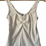 Old Navy  White Ribbed Tank‎ Top Women's Medium Sleeveless Casual Ruched Photo 0