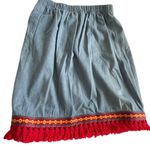 Vintage Rare Juli Original Designs Wrap Fringe Skirt Blue Red Photo 6
