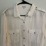 Rag Poets  button up long sleeve shirt, soft cream color. Front pockets Photo 2