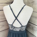 Tobi Slate Grey-Blue Lace Backless Maxi Dress Photo 9