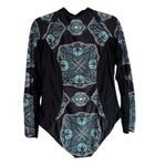 Womens Long Sleeve Zip Up One Piece Swimsuit Rash Guard Bathing Suit XXL Black Photo 3