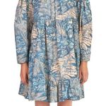 Ulla Johnson  Leiko Dress Blue Floral Print Cotton Long Sleeve Mini 00‎ Boho Photo 0