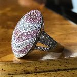 Natural Pink Sapphire Sterling Silver Cocktail Ring Size 10 Photo 7