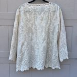 John Mark Velvet Eyelet Embroidered Flare 3/4 Sleeve Tunic Top Ivory White XL Photo 6