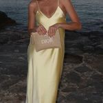ZARA  maxi dress flowy butter yellow satin effect wedding evening party Photo 0