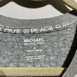 Michael Kors  T-Shirt Women's Small Gray Cotton Graphic Print Peace Love Pullover Photo 3
